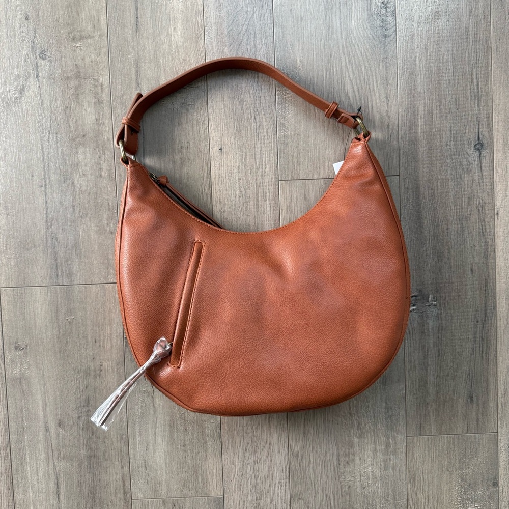 Stylish Brown Vegan Leather Hobo Bag